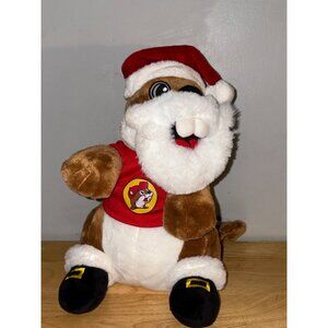 Buc-ees Bucees Christmas Beaver Plush Toy Santa Hat & Red Shirt Stuffed Animal